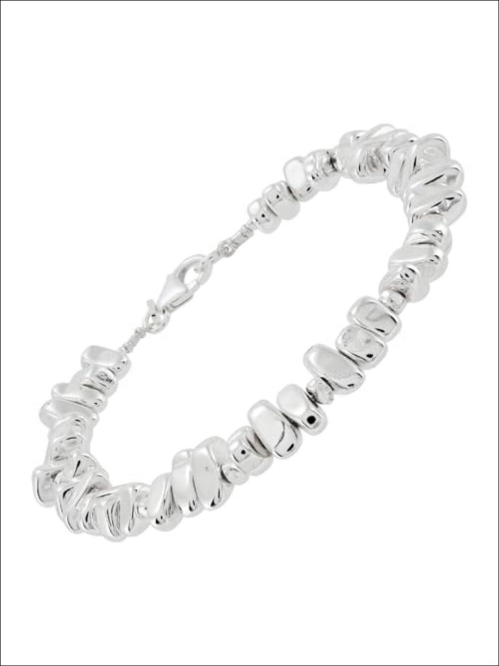 Sterling Silver Hematite Link Bracelet Lobster Clasp 7.5 Inch Stackable